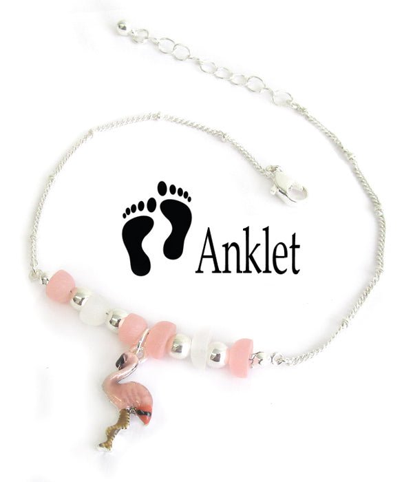 Sea Glass Flamingo Anklet Ankle Bracelet